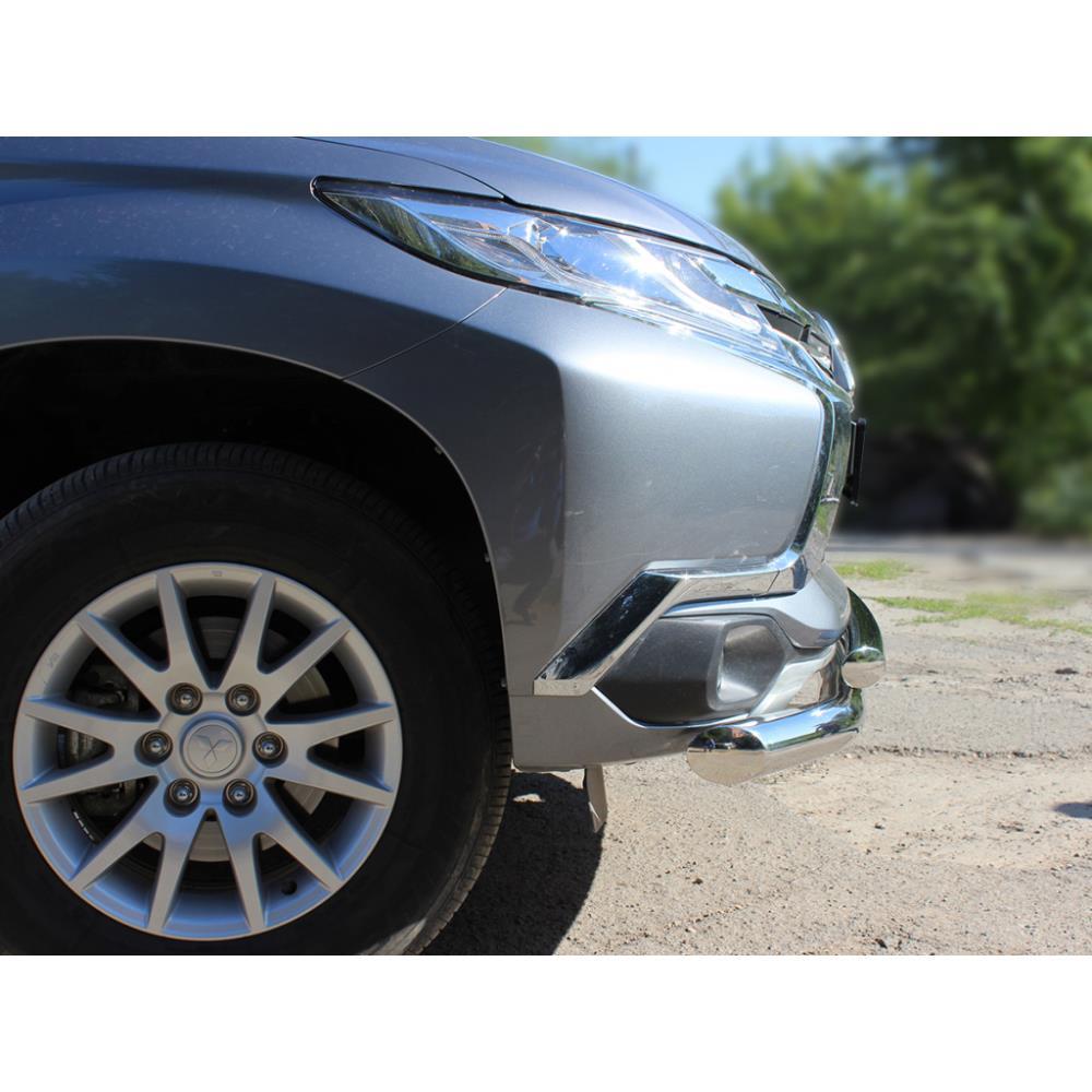 Защита переднего бампера двойная d-76+60