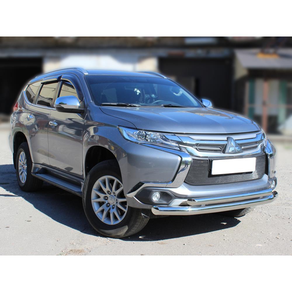 Защита переднего бампера двойная d-76+60