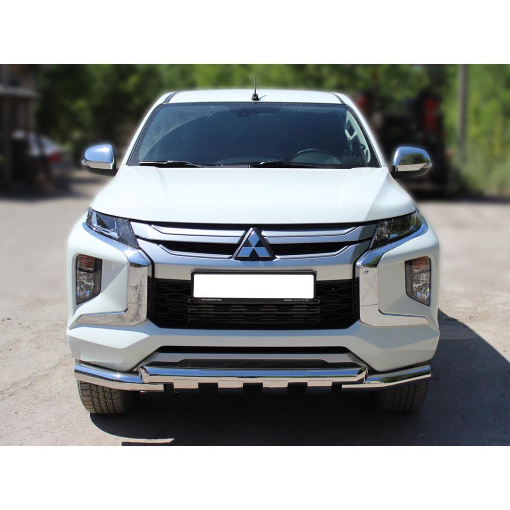 Защита переднего бампера двойная d-76 с доп.накладками (MPL19_1.2)