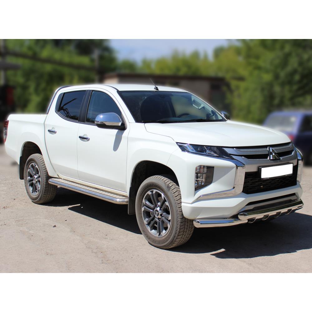 Защита переднего бампера двойная d-76 с доп.накладками (MPL19_1.2)