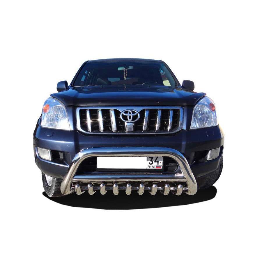 Защита переднего бампера скоба низкая+«акула» Toyota Land Cruiser Prado 120 2003-2009