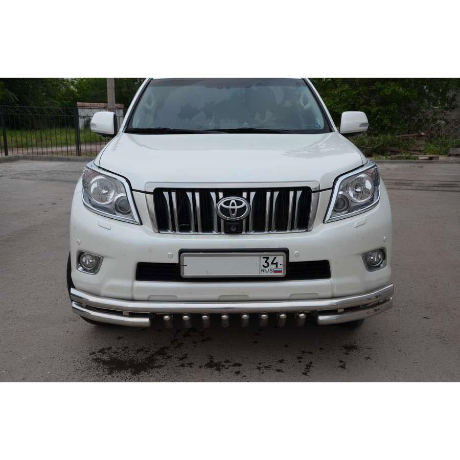 Защита переднего бампера тройная с защитой акула Toyota Land Cruiser Prado 150 2010
