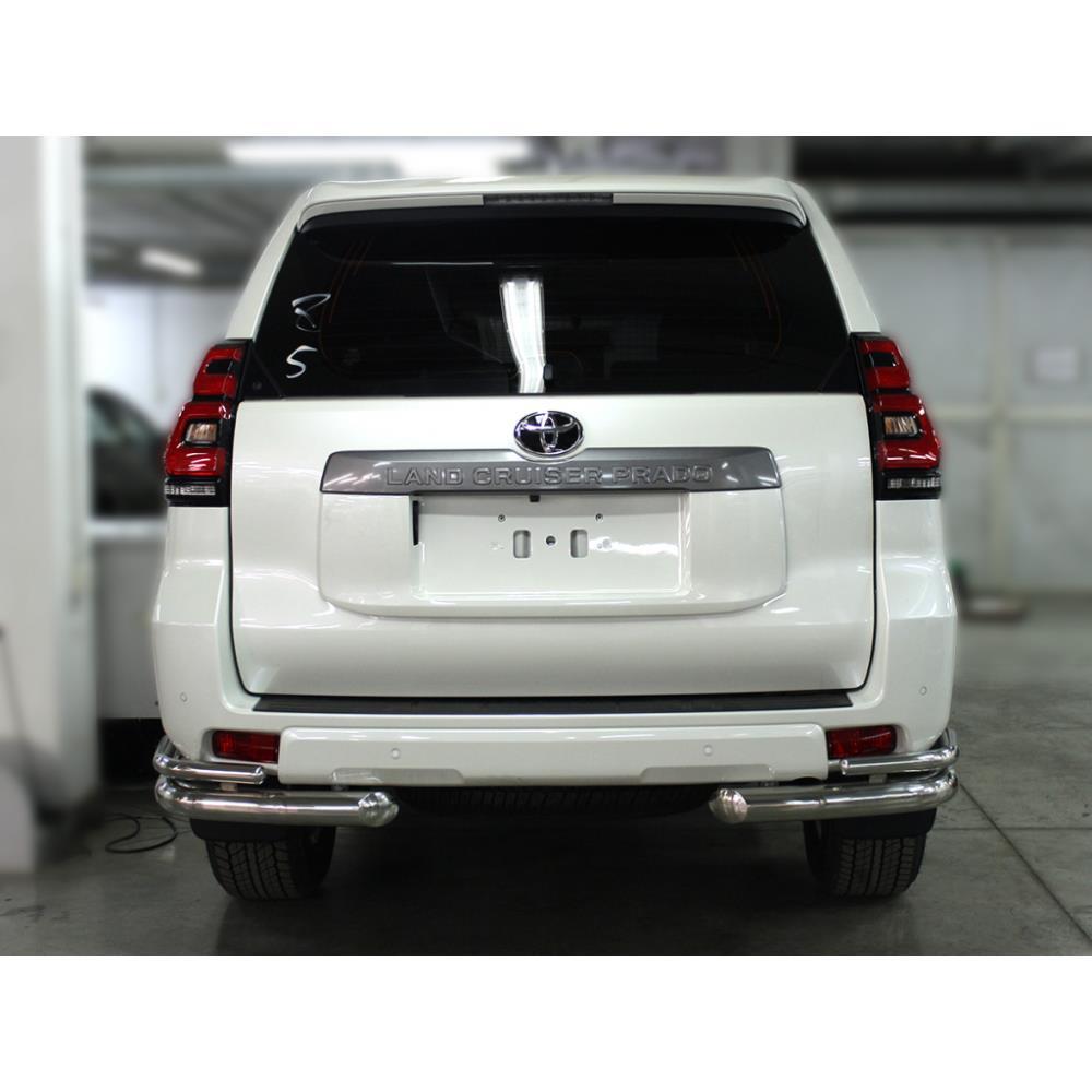 Защита заднего бампера "уголки" d-76+43 Toyota Land Cruiser Prado 150 2018-