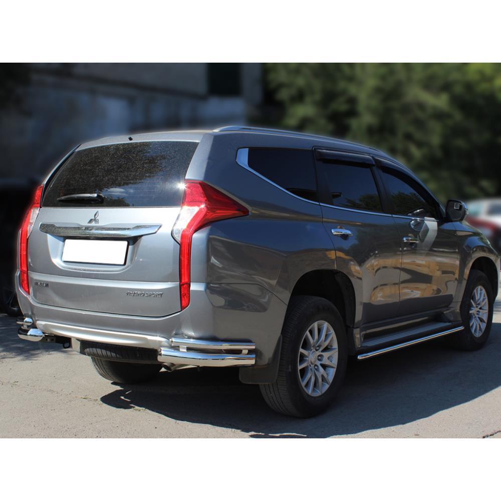 Защита заднего бампера "уголки" двойные d-76+43