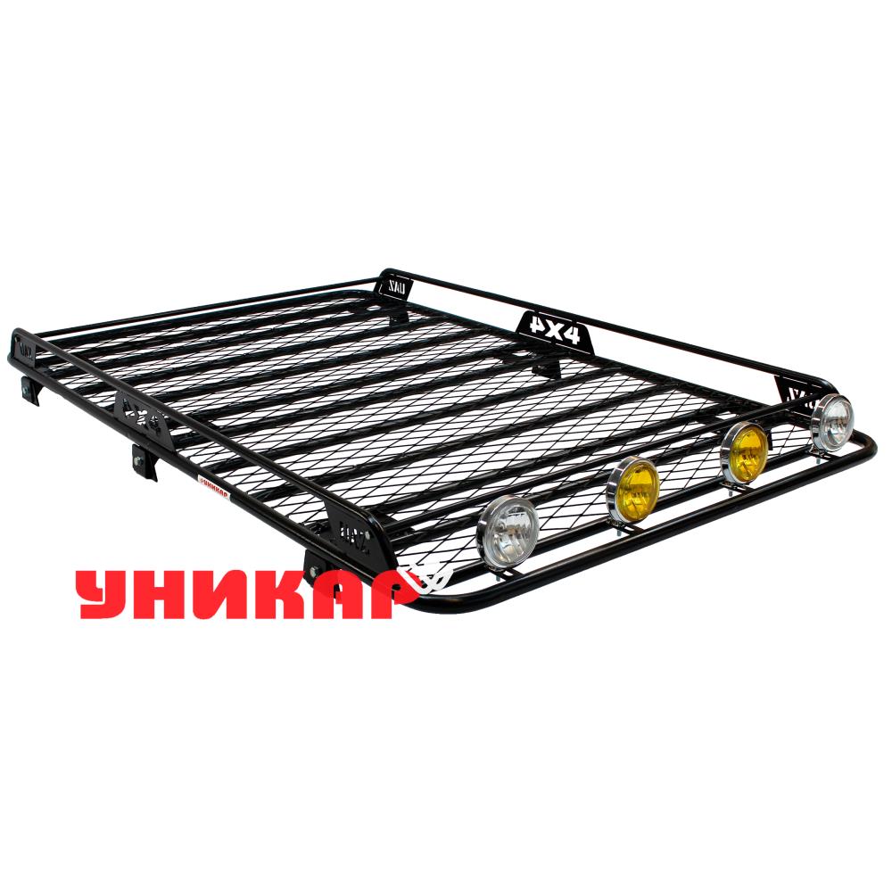 Багажник УАЗ-3163 Патриот с боковым ограждением с сеткой на водостоки