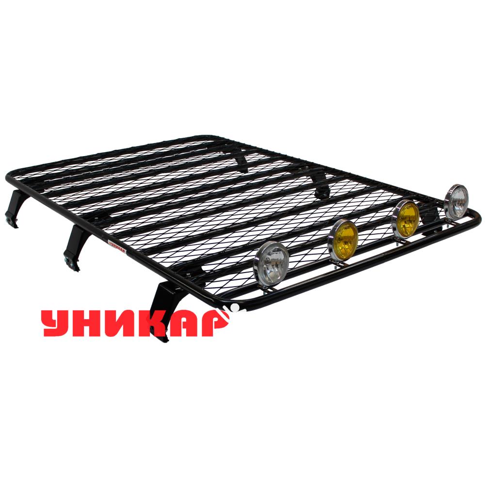 Багажник ВАЗ-2131 Нива платформа с сеткой (6 опор) на водостоки