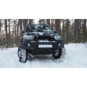Бампер АВС-Дизайн передний "М" UAZ Патриот/Пикап/Карго 2005- лифт (с оптикой)(черный)