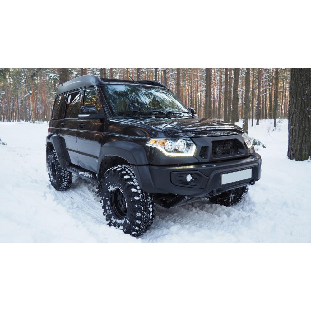Бампер АВС-Дизайн передний "М" UAZ Патриот/Пикап/Карго 2005- лифт (с оптикой)(черный)