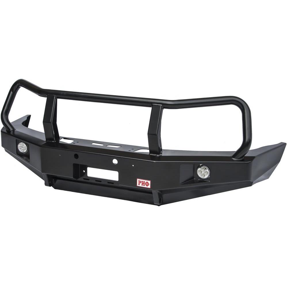 Бампер РИФ силовой передний УАЗ Патриот 2005+ с доп. фарами и защитной дугой (под парктроник)