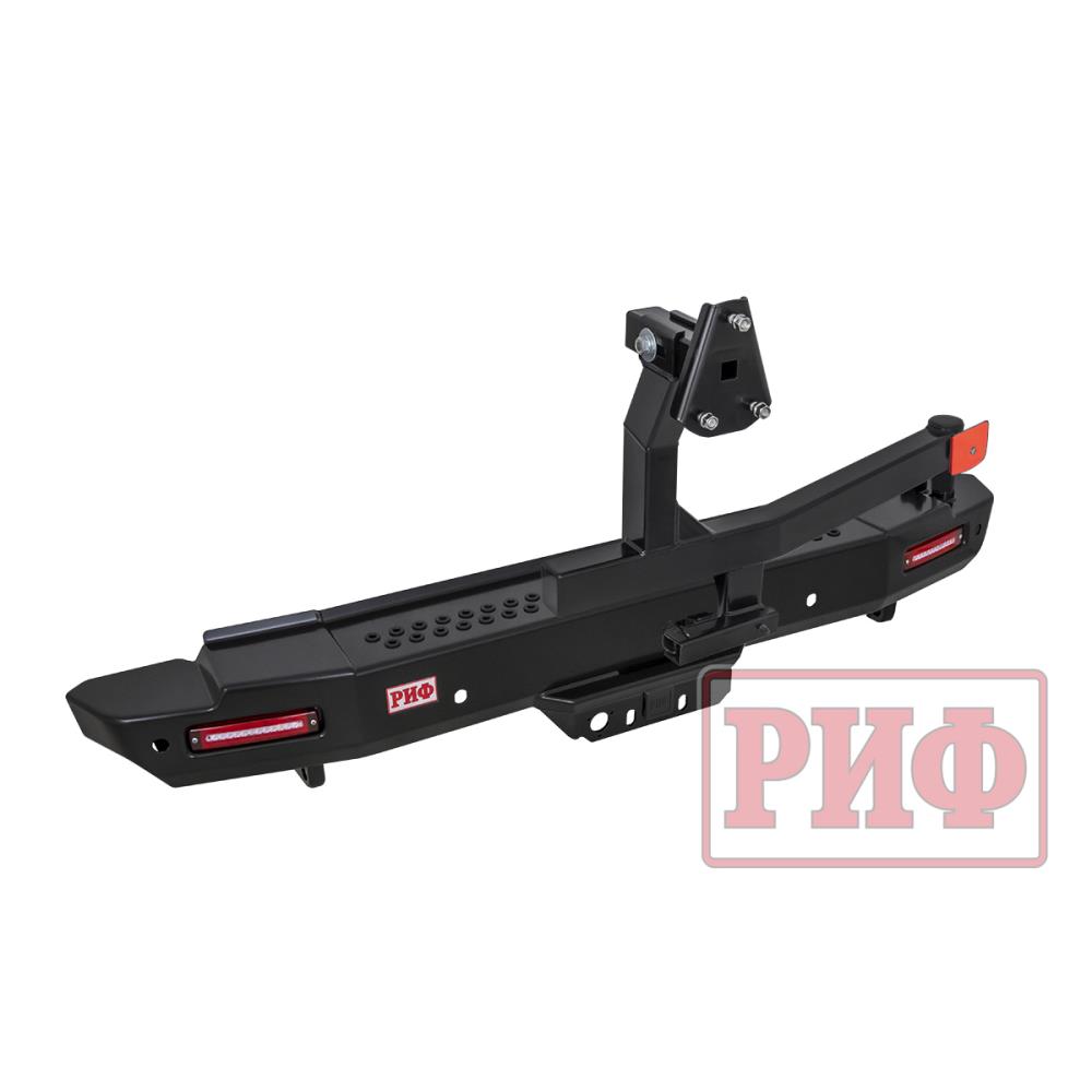 Бампер РИФ силовой задний Toyota Land Cruiser 200 2012-2015 с квадратом под фаркоп