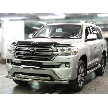 Дуга передняя по низу бампера d-76+76х43 радиусная двойная (верхняя труба овальная) (LCN2016_4.3EX)