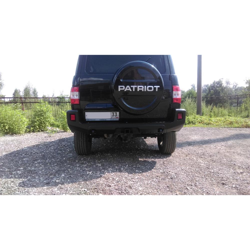 Композитный задний усиленный бампер с квадратом АВС-Дизайн для УАЗ Патриот 2005- (черный)