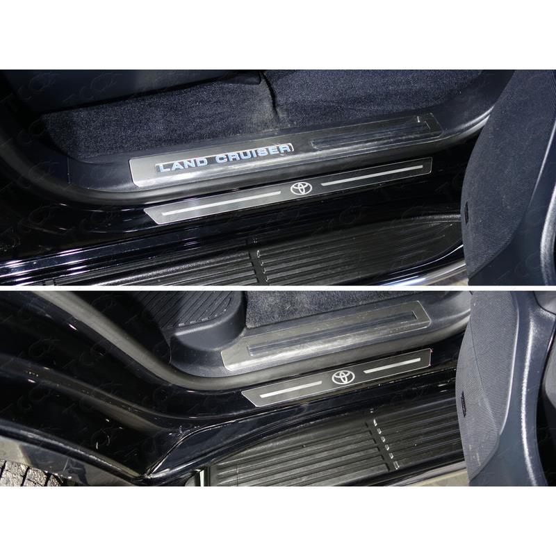 Накладки на пороги (лист шлифованный логотип Toyota) 4шт для TOYOTA Land Cruiser 200 EXECUTIVE 2016-2018