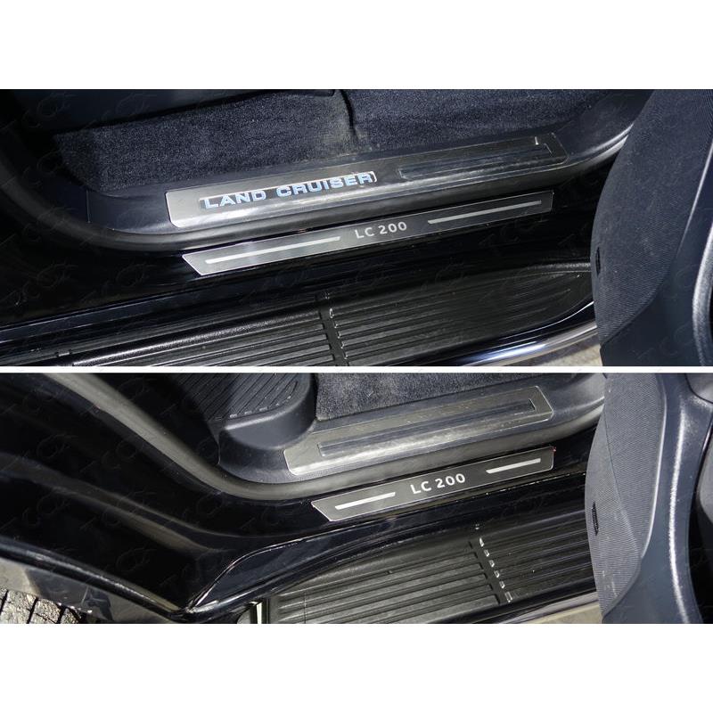 Накладки на пороги (лист шлифованный надпись LC 200) 4шт для TOYOTA Land Cruiser 200 EXECUTIVE 2016-2018