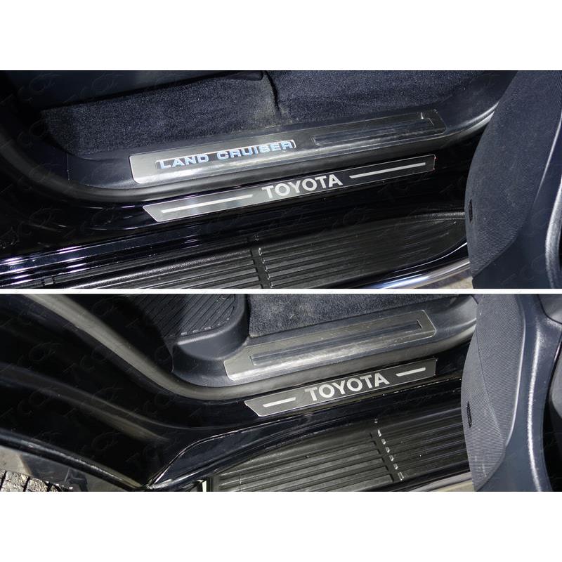 Накладки на пороги (лист шлифованный надпись Toyota) 4шт для TOYOTA Land Cruiser 200 EXECUTIVE 2016-2018
