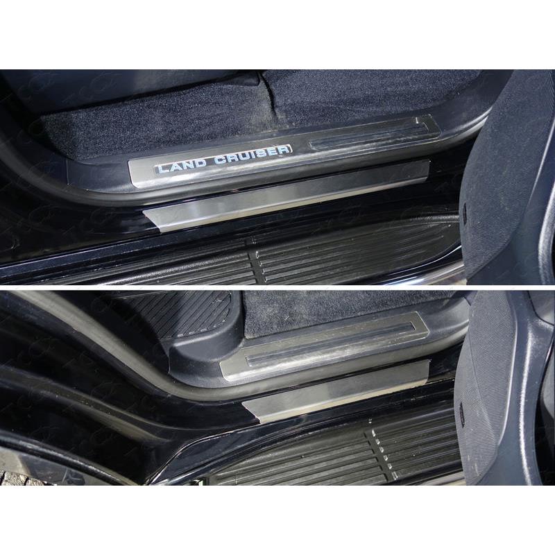 Накладки на пороги с гибом (лист шлифованный) 4шт для TOYOTA Land Cruiser 200 EXECUTIVE 2016-2018