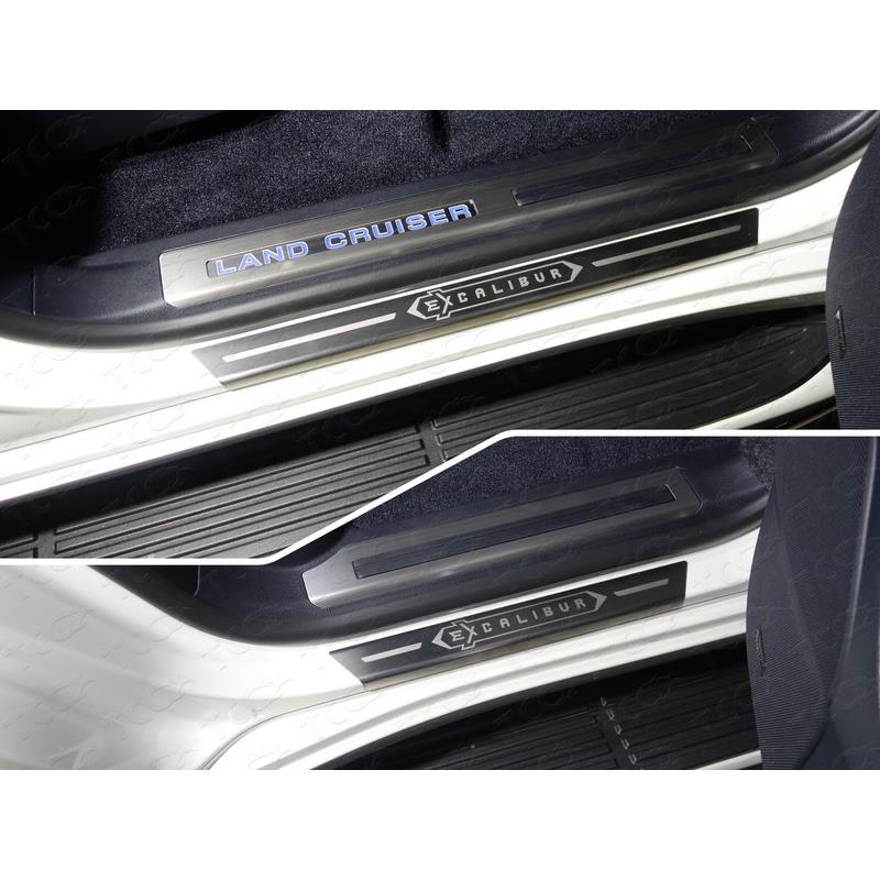 Накладки на пороги с гибом (лист шлифованный надпись Excalibur) 4шт для TOYOTA Land Cruiser 200 EXCALIBUR 2017-