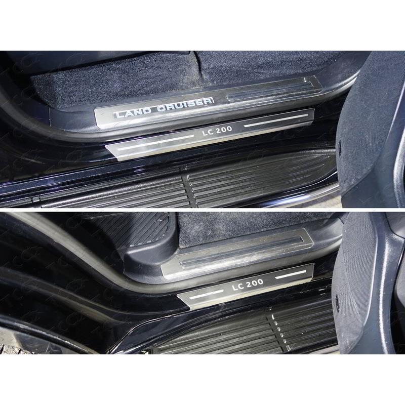 Накладки на пороги с гибом (лист шлифованный надпись LC 200) 4шт для TOYOTA Land Cruiser 200 2015-