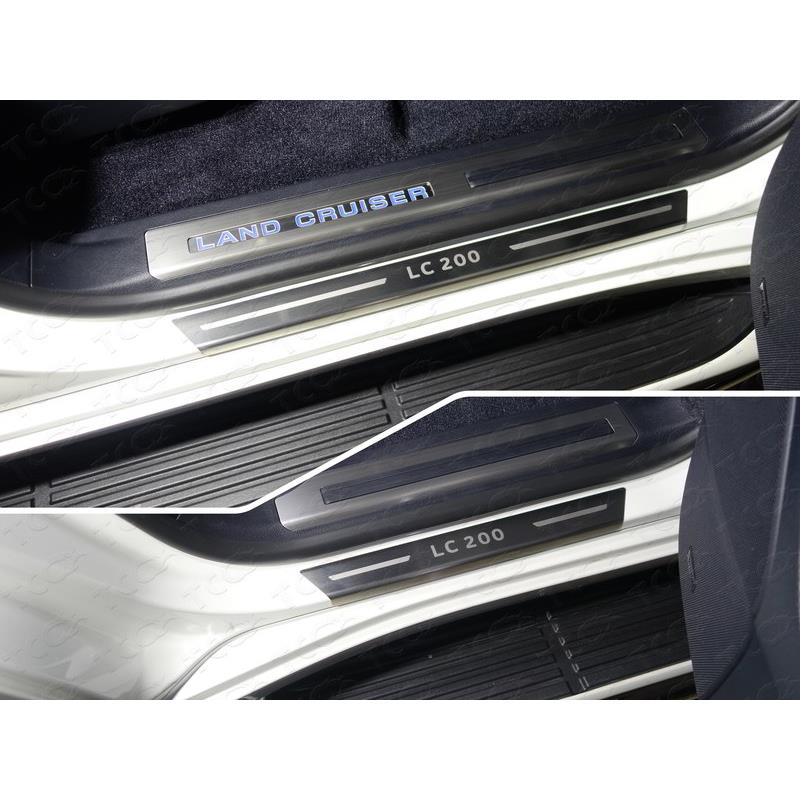 Накладки на пороги с гибом (лист шлифованный надпись LC 200) 4шт для TOYOTA Land Cruiser 200 EXCALIBUR 2017-