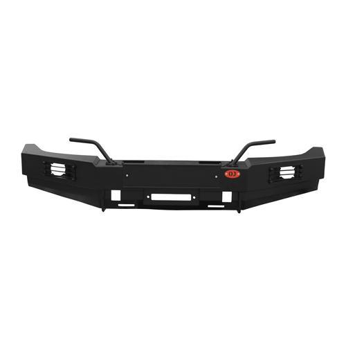 Передний силовой бампер с вертикальной площадкой лебёдки и оптикой на УАЗ Патриот