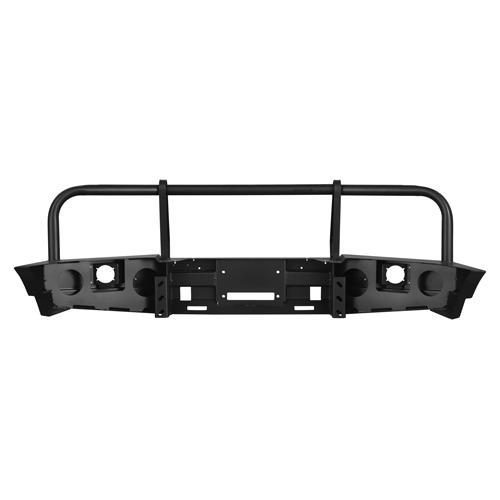 Передний силовой бампер с защитной дугой и вертикальной площадкой лебёдки на рестайлинговый 2014 на УАЗ «Патриот»