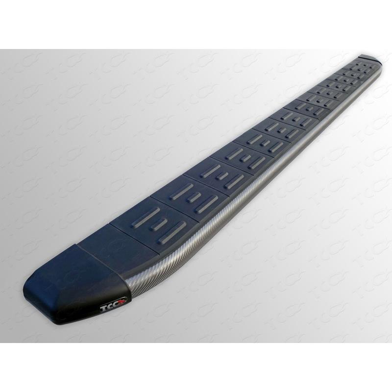 Тюнинг для RENAULT Duster 2010-2015 Пороги алюминиевые с пластиковой накладкой (карбон серые) 1720 мм