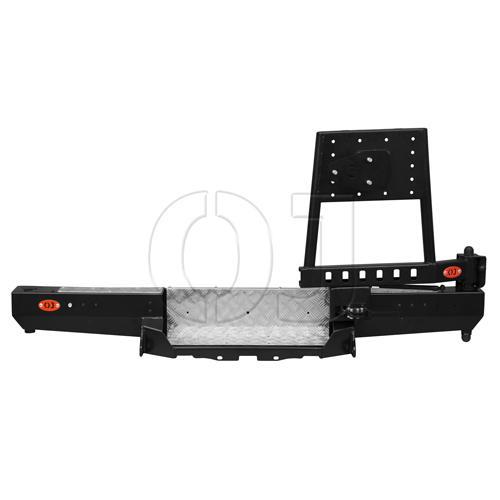 Задний силовой бампер с правой калиткой под запаску и площадкой под лебёдку на УАЗ Буханка с лифтом