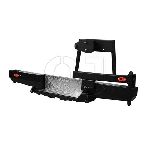 Задний силовой бампер серии Трофи на УАЗ Буханка лифтованную с правой калиткой под запаску и возможностью установки лебёдки