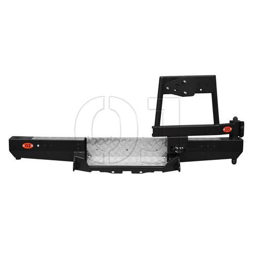 Задний силовой бампер серии Трофи на УАЗ Буханка лифтованную с правой калиткой под запаску и возможностью установки лебёдки