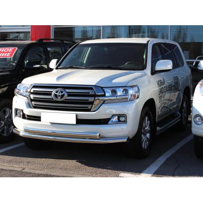 Защита переднего бампера d-76+76х43 радиусная двойная (верхняя труба овальная) (LCN18_4.3EXL)