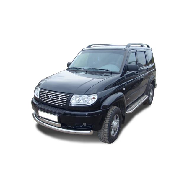 Защита переднего бампера двойная "овал" УАЗ Patriot 2005