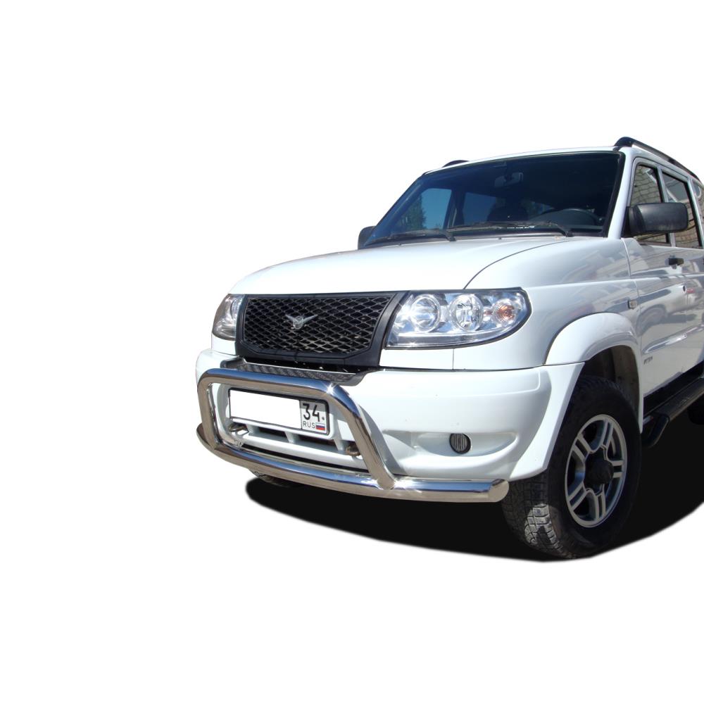 Защита переднего бампера радиус с низкой скобой УАЗ Patriot 2005