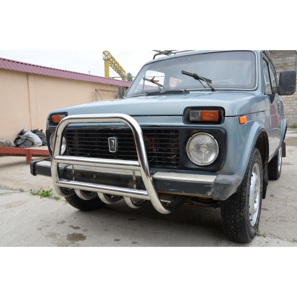 Защита переднего бампера скоба низкая+акула Lada (ВАЗ) Niva 2121