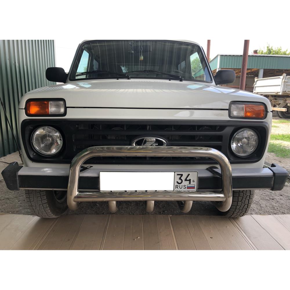 Защита переднего бампера скоба низкая+акула Niva 2131