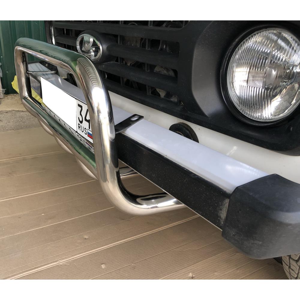 Защита переднего бампера скоба низкая+акула Niva 2131