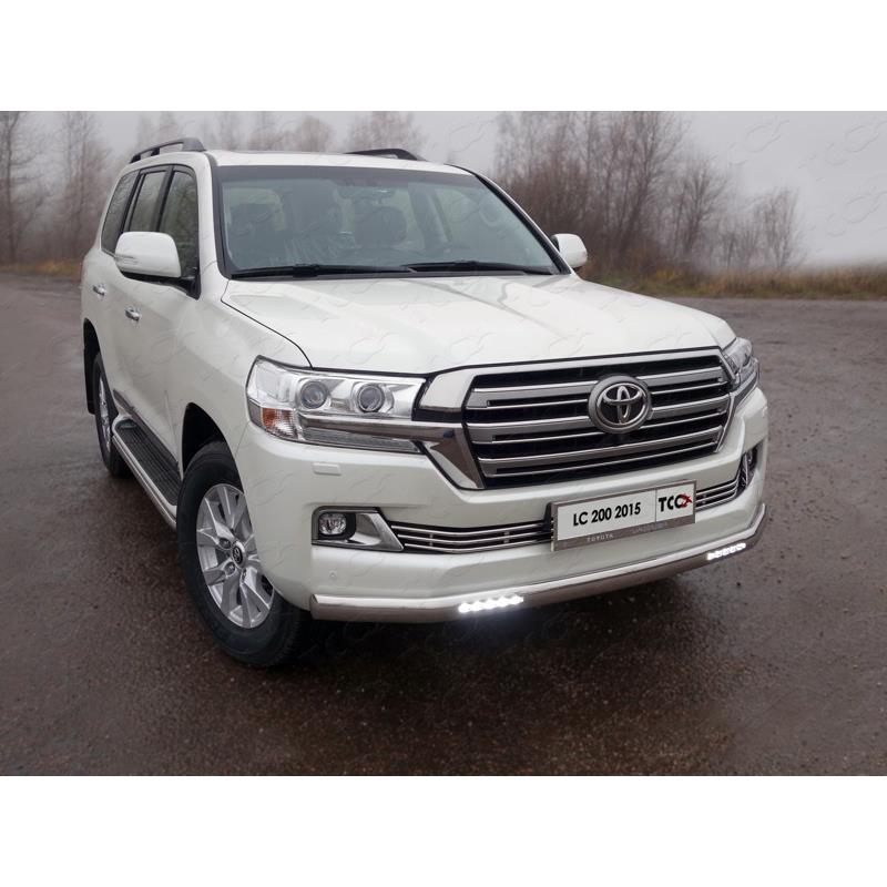 Защита передняя нижняя (овальная длинная с ДХО) 75х42 мм для TOYOTA Land Cruiser 200 2015- (кроме EXECUTIVE)
