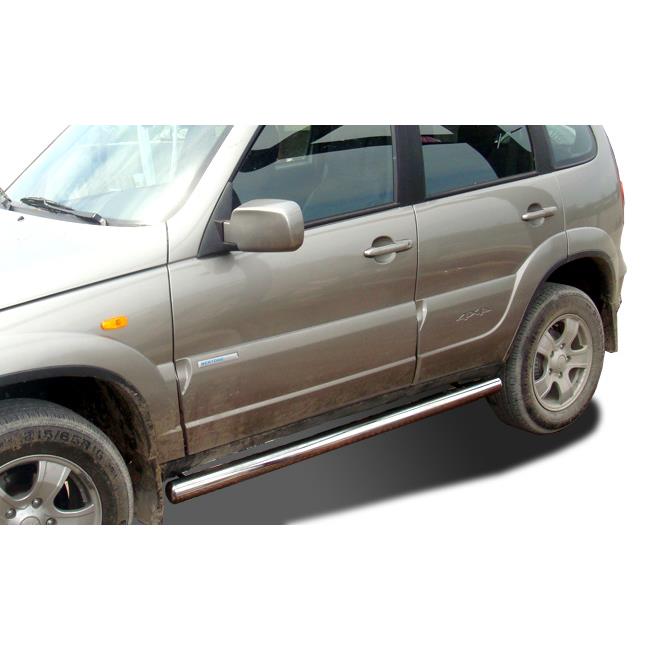 Защита штатного порога труба Chevrolet Niva 2002-2009