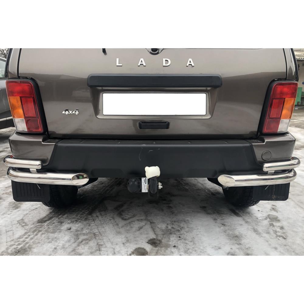 Защита заднего бампера угловая двойная Niva 2121 Urban 2014