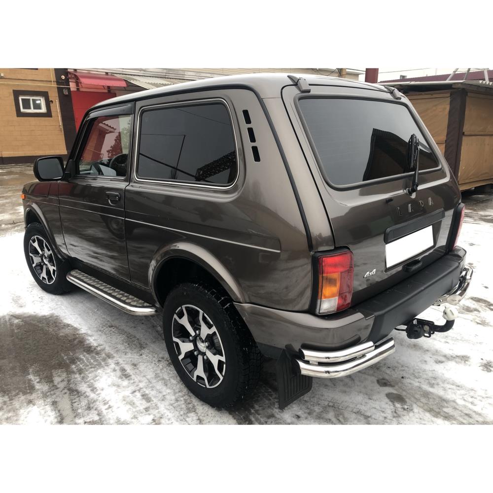 Защита заднего бампера угловая двойная Niva 2121 Urban 2014