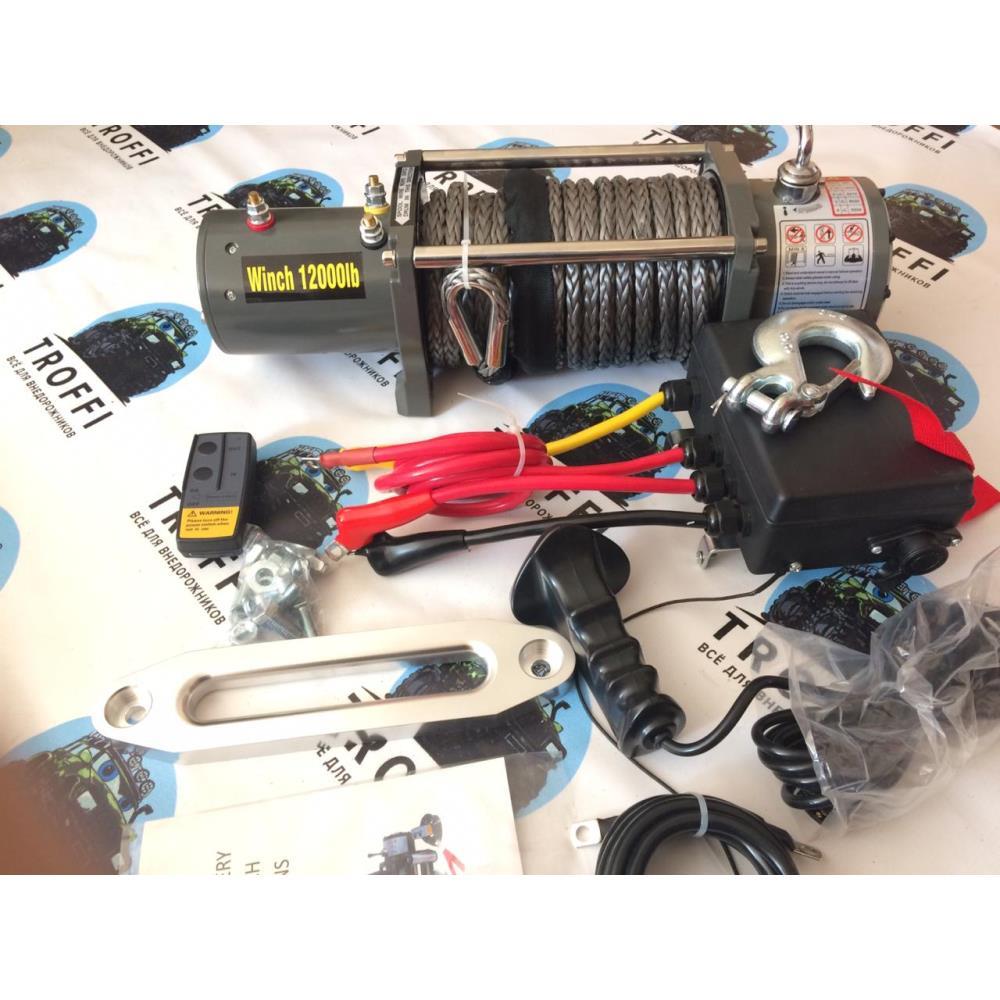12V Electric Winch 12000lbs / 5443 кг (блок управления влагозащищен IP66) с кевларовым тросом 10mm 4922 Mono