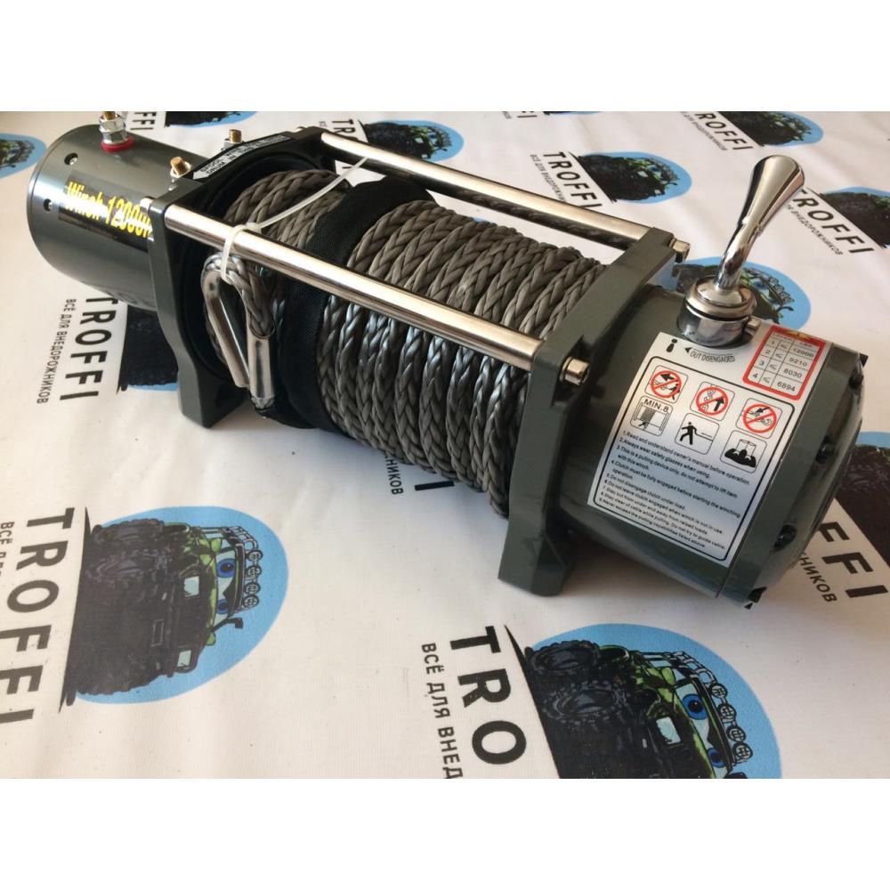 12V Electric Winch 12000lbs / 5443 кг (блок управления влагозащищен IP66) с кевларовым тросом 10mm 4922 Mono