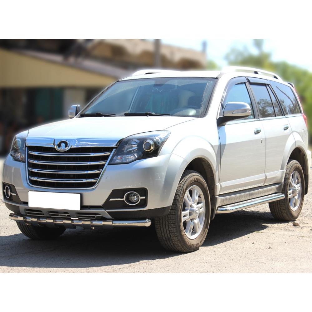 Дуга передняя по низу бампера радиусная d-60 с клыками на Great Wall Hover H3