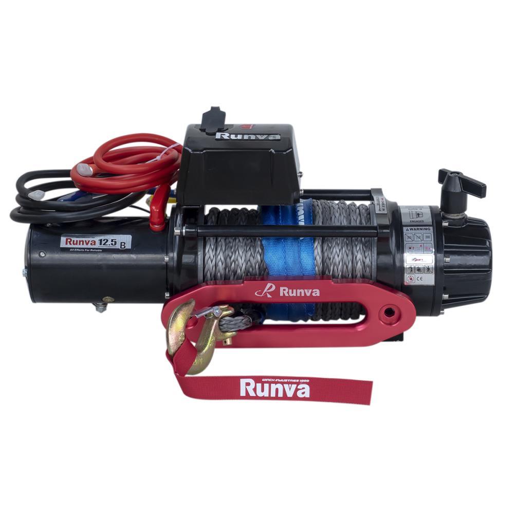 Лебёдка автомобильная электрическая 12V Runva 12500 lbs 5670 кг (влагозащищенная) синтетический трос