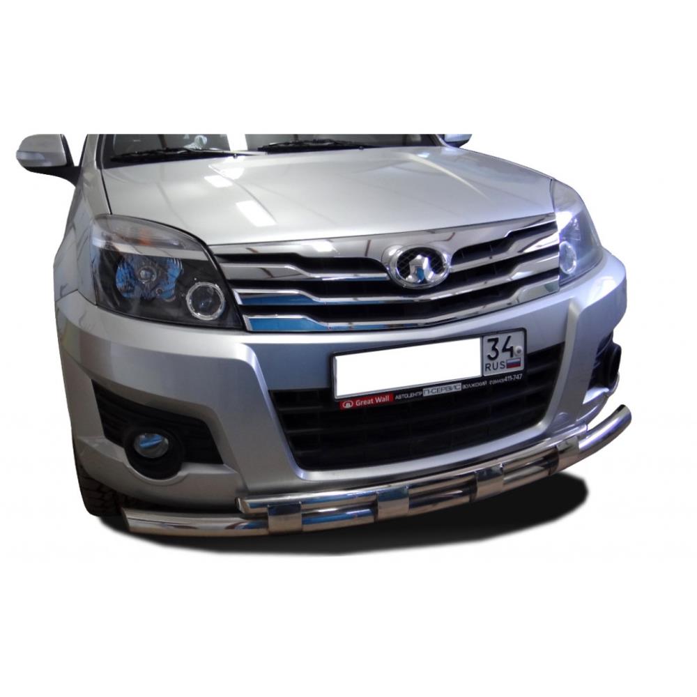 Защита переднего бампера двойная с перемычками Great Wall Hover 3 2009