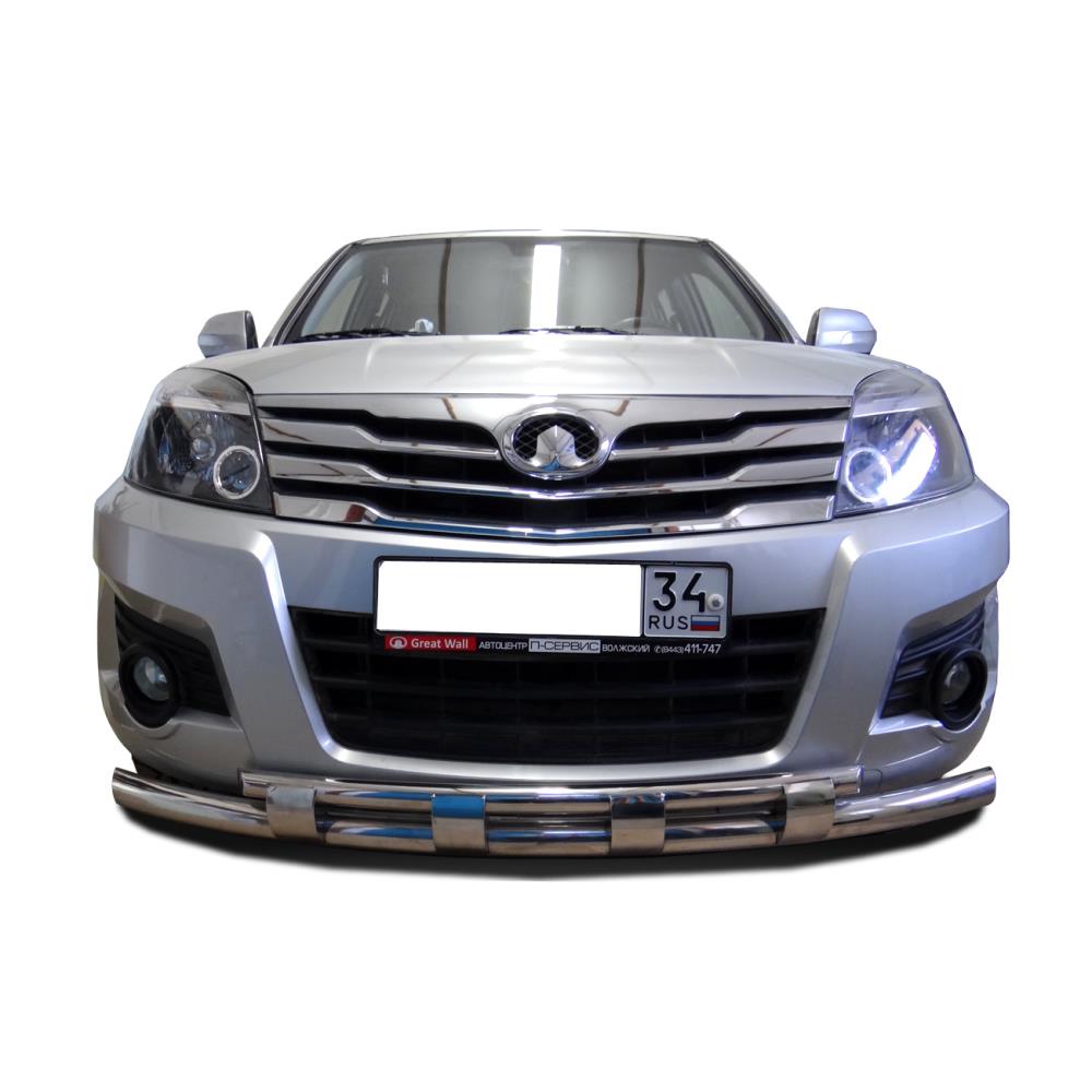 Защита переднего бампера двойная с перемычками Great Wall Hover 3 2009