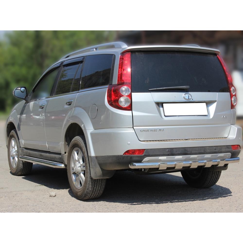 Защита заднего бампера d-60 одинарная с клыками Great Wall Hover H3 2014-наст.вр.