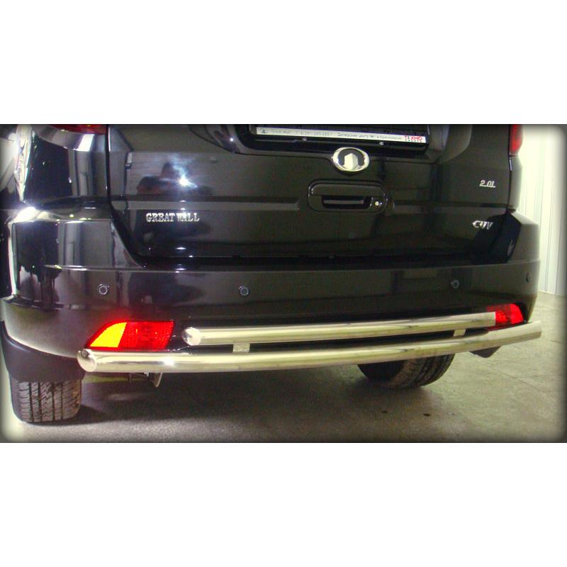 Защита заднего бампера радиусная двойная d-53+43 для Great Wall Hover H3 2010-2013