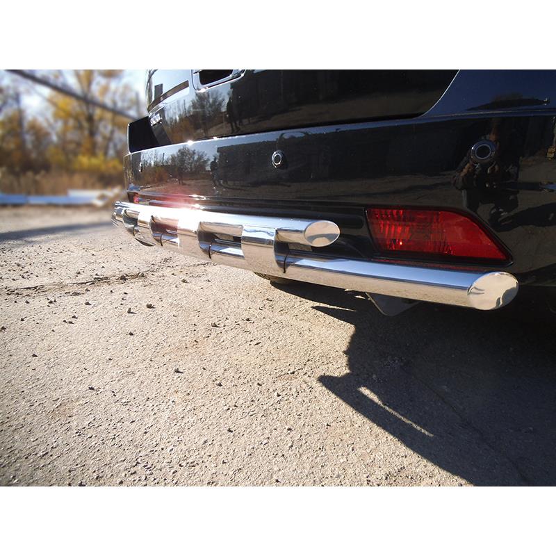 Защита заднего бампера радиусная двойная d-53+43 с доп.накладками для Great Wall Hover H3 2010-2013