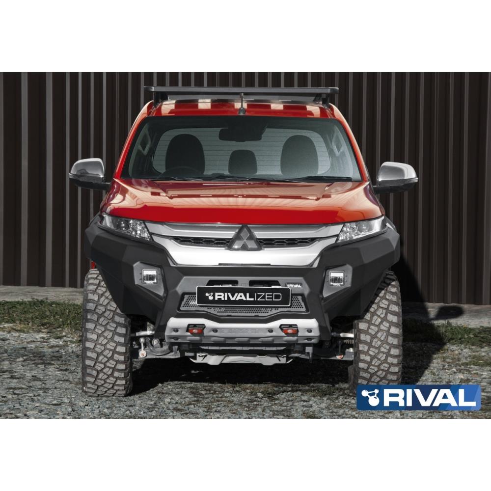 Бампер силовой передний RIVAL алюминиевый черный Mitsubishi L200 2018+ Рестайлинг