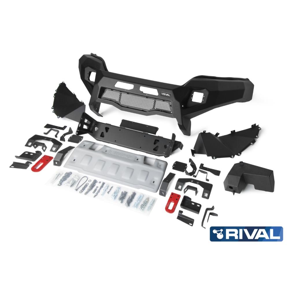 Бампер силовой передний RIVAL алюминиевый черный Mitsubishi L200 2018+ Рестайлинг